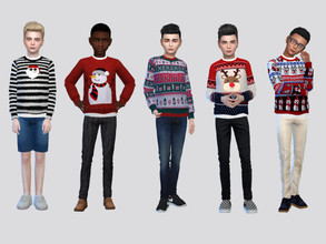 Sims 4 — Just Holiday Sweater Boys by McLayneSims — TSR EXCLUSIVE Standalone item 8 Swatches MESH by Me NO RECOLORING
