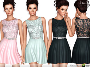 Sims 3 — Beaded Bodice Mini Dress by ekinege — Bead and sequin embellished bodice mini dress.
