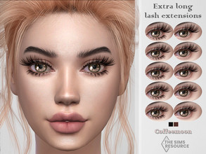 Sims 4 — Extra long lash extensions 3D (teen-elder) by coffeemoon — 3D eyelashes Glasses category 10 styles 2 colors: