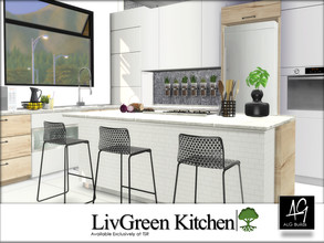 Sims 4 — LivGreen Kitchen  by ALGbuilds — A white modern style kitchen for your green homes. Simply decorated with plants