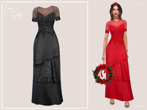 Sims 4 — Lace&Silk by Paogae — Long dress in six colors, lace and silk, perfect for the Christmas holidays, but also