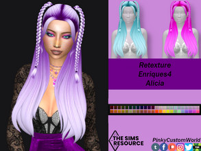 Sims 4 — Retexture of Alicia hair by Enriques4 by PinkyCustomWorld — Medium long maxis hairstyle with curtain bangs and