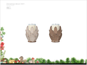 Sims 4 — Christmas Decor 2021 - candle by Severinka_ — Candle from wooden saw cuts From the set 'Christmas Decor 2021'