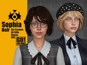 Sims 4 — Sophia Hair by GoAmazons — >Base game compatible unisex hairstyle >Hat compatible >From Teen to Elder