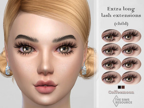 Sims 4 — Extra long lash extensions 3D (child) by coffeemoon — 3D eyelashes Glasses category 8 styles 2 colors: black,