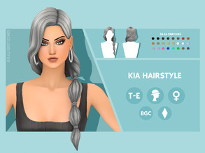 Sims 4 — Kia Hairstyle by simcelebrity00 — Hello Simmers! This long length, pony puff, and hat compatible hairstyle is