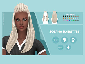 Sims 4 — Solana Hairstyle by simcelebrity00 — Hello Simmers! This long length, braided, and hat compatible hairstyle is