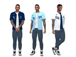 Sims 4 — MLB Tampa Bay Rays Jersey  by AeroJay — - Clothing For Adult - 3 Swatches - City Living Required - Thank You...