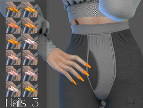 Sims 4 — Nails_3 by LVNDRCC — Short nails in bright, saturated colours of orange and pink. In honey, pumpkin orange,