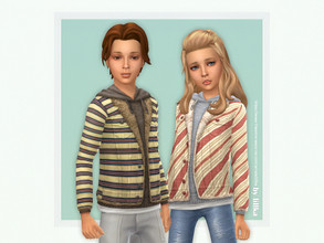 Sims 4 — Striped Jacket & Hoodie [NEEDS SEASONS] by lillka — YOU NEED SEASONS 6 swatches Custom thumbnail Hair by