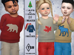 Sims 4 — Winter Wool Sweater - Needs Cats & Dogs by Pelineldis — A warm and cozy winter wool sweater with moose, bear