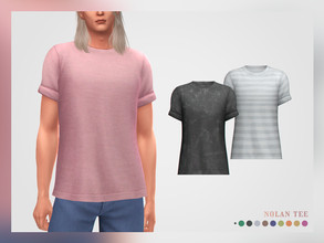 Sims 4 — Nolan Tee by pixelette — Just your average basic t-shirt! It comes in plain colors, washed and worn textures and