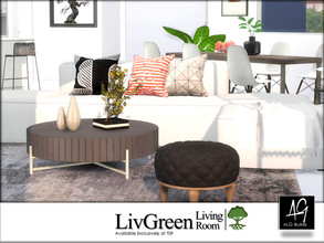 Sims 4 — LivGreen Living Room by ALGbuilds — A simple modern style living room and dining room open concept. 