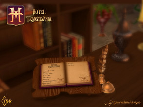 Sims 4 — Hotel Transylvania 4 guest check book, quill pen and bell by SIMcredible! — exclusively on Amazon _____________