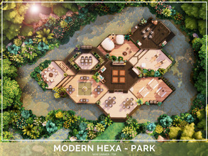Sims 4 — Modern Hexa - Park (No CC) by Mini_Simmer — A modern park, with plenty of activities for your sims to enjoy! Lot