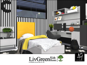 Sims 4 — LivGreen Kids Room by ALGbuilds — An eco-friendly, modern kids bedroom. Perfect for a pre-teen and/or teen