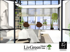 Sims 4 — LivGreen Master Suite  by ALGbuilds — An open, airy modern master suite for your Sims to to enjoy. There is