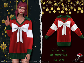 Sims 4 — Christmas present sweater dress by _zy — 10 colors All lods HQ compatible 