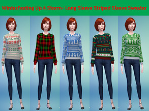 Sims 4 — WinterFesting Up A Storm- Long Sleeve Striped Sweater by FreeganCreations — Happy WinterFest, My Freegan Babies!