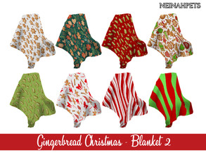 Sims 4 — Gingerbread Christmas - Blanket II {Mesh Required} by neinahpets — A cozy Christmas themed blanket. 8 Designs