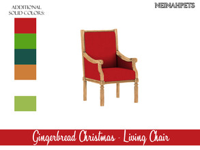Sims 4 — Gingerbread Christmas - Living Chair {Mesh Required} by neinahpets — A cute wooden living chair with a plush