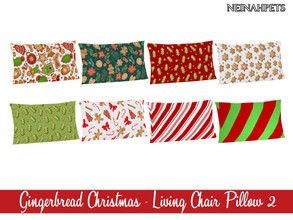 Sims 4 — Gingerbread Christmas - Living Chair Pillow II {Mesh Reqred} by neinahpets — A set of holiday themed pillows. 8