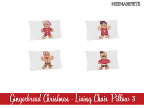 Sims 4 — Gingerbread Christmas - Living Chair Pillow III {Mesh Reqrd} by neinahpets — A set of four gingerbread cookie