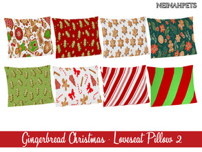 Sims 4 — Gingerbread Christmas - Loveseat Pillow II {Mesh Required} by neinahpets — A set of holiday themed pillows. 8