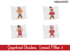 Sims 4 — Gingerbread Christmas - Loveseat Pillow III {Mesh Required} by neinahpets — A set of four gingerbread cookie