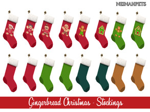 Sims 4 — Gingerbread Christmas - Stockings {Mesh Required} by neinahpets — A set of 4 Christmas stockings with