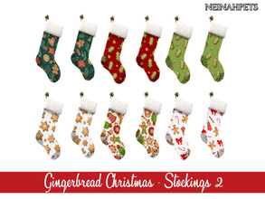 Sims 4 — Gingerbread Christmas - Stockings II {Mesh Required} by neinahpets — A set of Christmas stockings. 6 Designs