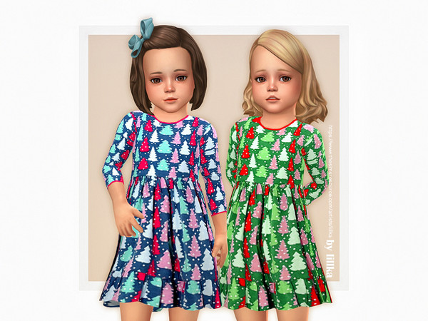 Sims 4 — Noel Dress by lillka — Noel Dress 6 swatches Base game compatible Custom thumbnail Hair by