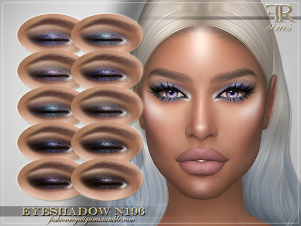 Sims 4 — Eyeshadow N196 by FashionRoyaltySims — Standalone Custom thumbnail 10 color options HQ texture Compatible with