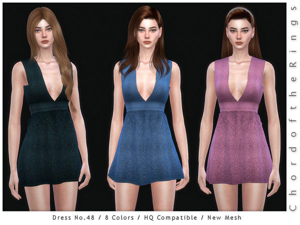 Sims 4 — ChordoftheRings Dress No.48 by ChordoftheRings — ChordoftheRings Dress No.48 - 8 Colors - New Mesh (All LODs) -
