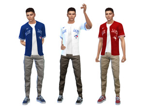 Sims 4 — MLB Toronto Blue Jays Jersey by AeroJay — - Clothing For Adult - 3 Swatches - City Living Required - Thank You