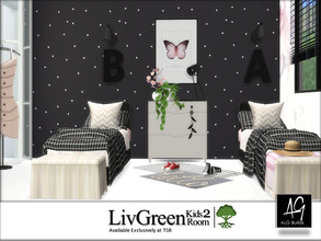 Sims 4 — LivGreen Kids Room 2  by ALGbuilds — A modern kids room for girls. Your Sim child will love the vanity and dual