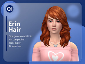 Sims 4 — Erin Hair by qicc — A wavy hairstyle with bangs. - Maxis Match - Base game compatible - Hat compatible - Teen -
