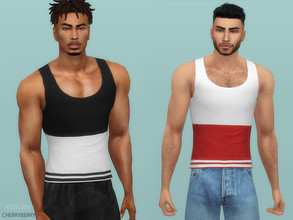 Sims 4 — Ryan - Stylish Tank Top by CherryBerrySim — Modern and stylish design with stripes and two-tone colors tank top