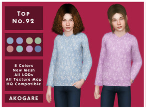 Sims 4 — Akogare Top No.92 by _Akogare_ — Akogare Top No.92 - 8 Colors - New Mesh (All LODs) - All Texture Maps - HQ