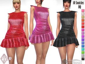 Sims 4 — New Year Party / Laminated Effect Dress by Harmonia — New Mesh All Lods 16 Swatches Please do not use my