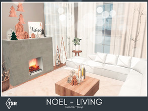 Sims 4 — Noel - Living room by Summerr_Plays — A modern living room all decorated for the holidays. Medium walls 5x7 room