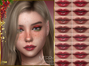 Sims 4 — LMCS Merry Lipstick (HQ) by Lisaminicatsims — -2022 New Year Special -New Mesh -24 swatches -All Skin