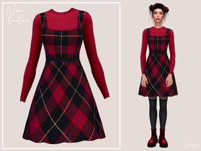 Sims 4 — NiceTartan by Paogae — Red sweater and tartan dress, a classic outfit for the Christmas holidays, but cute