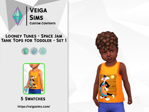 Sims 4 — Looney Tunes Space Jam Tank Tops for Toddler - Set 1 by David_Mtv2 — Available in 5 swatches for toddler only. -