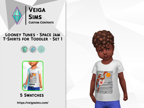 Sims 4 — Looney Tunes Space Jam T-Shirts for Toddler - Set 1 by David_Mtv2 — Available in 5 swatches for toddler only. -