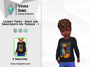 Sims 4 — Looney Tunes Space Jam Sweatshirts for Toddler - Set 1 by David_Mtv2 — Available in 5 swatches for toddler only.