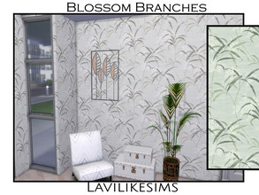 Sims 4 — Blossom Branch by lavilikesims — A branch like wallpaper with a slight country feel. Base Game Friendly.