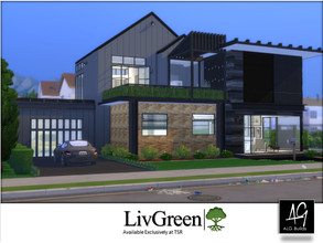 Sims 4 — LivGreen by ALGbuilds — Eco Friendly, modern home with open floorplan 3 bedroom, 2 baths and garage. For your