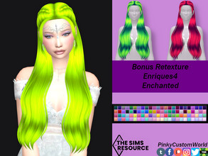 Sims 4 — Bonus Retexture of Enchanted hair by Enriques4 by PinkyCustomWorld — Beautiful long maxis match hairstyle with