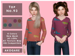 Sims 4 — Top No.93 by _Akogare_ — Akogare Top No.93 - 8 Colors - New Mesh (All LODs) - All Texture Maps - HQ Compatible -